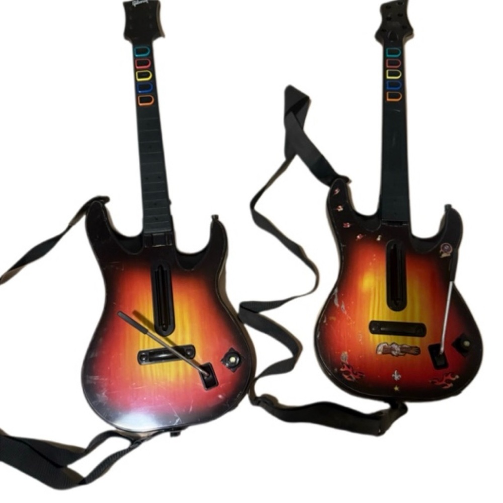 Guitar Hero Red Octane WIRELESS GUITAR Controller Xbox 360 w/Strap - SET OF 2!!